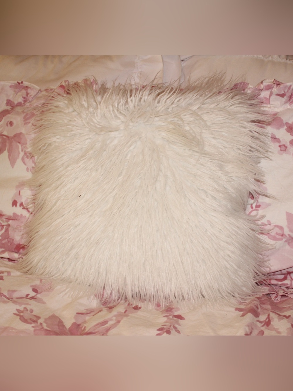 EUC Faux Fur Pillow Cover With Insert